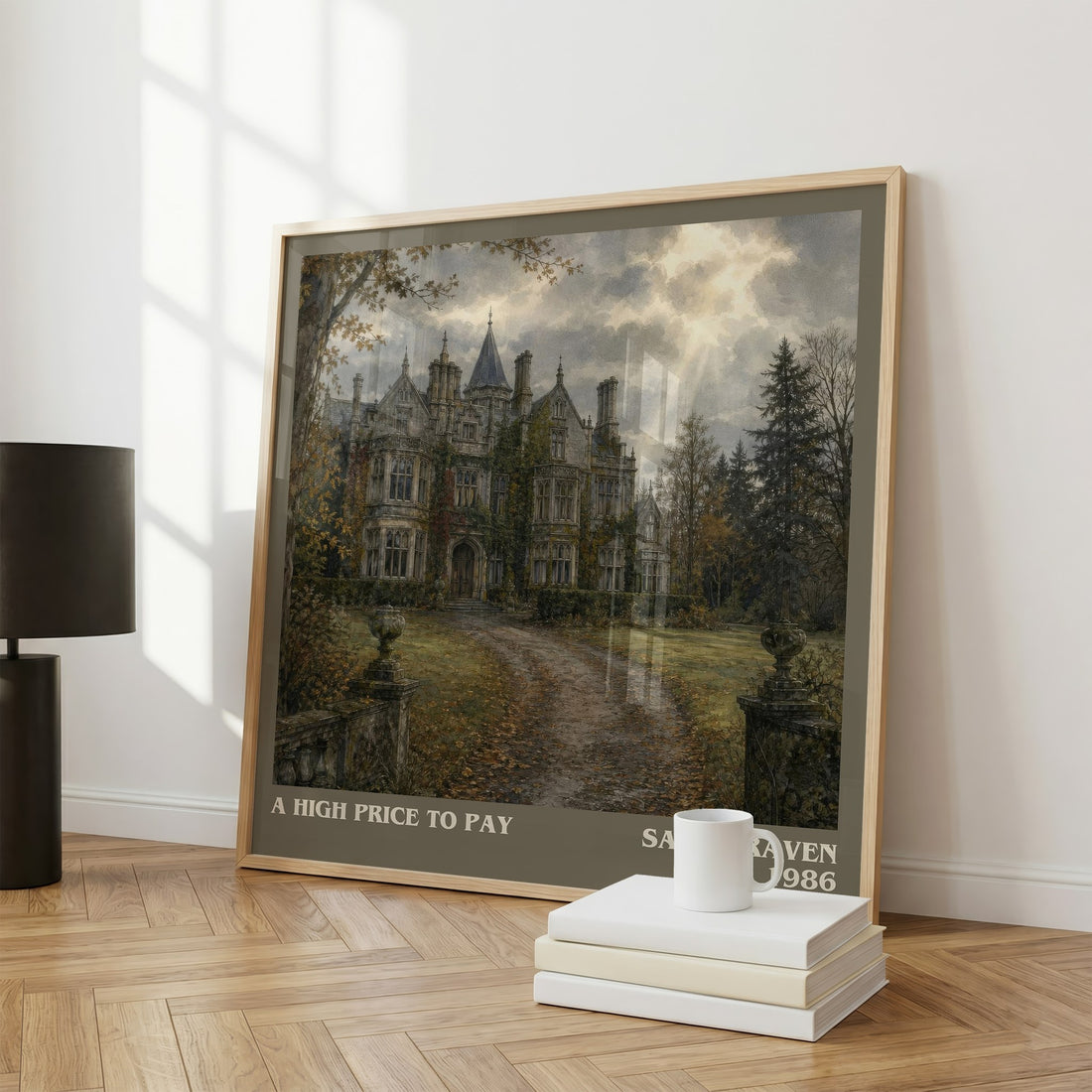 A High Price to Pay literary print framed by window – literary home decor