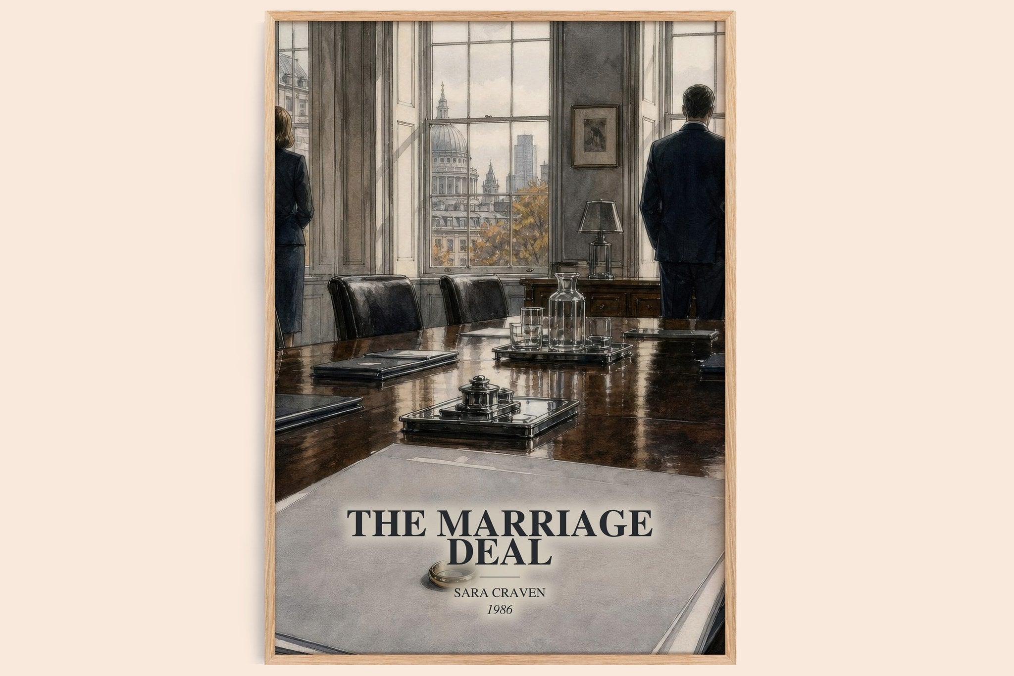 The Marriage Deal Book Watercolour Illustration by Sara Craven