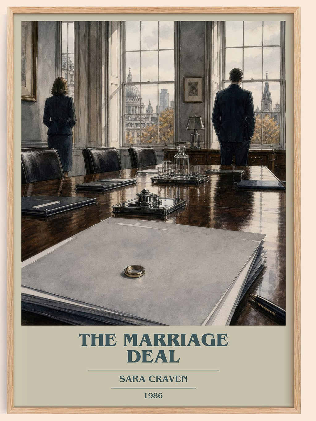 The Marriage Deal book cover book poster by Sara Craven – framed literary art print