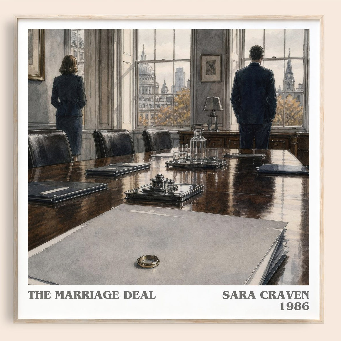 The Marriage Deal literary book poster by Sara Craven – framed literary art print