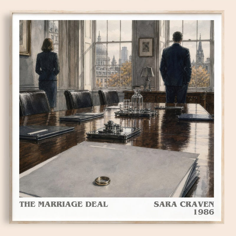 The Marriage Deal literary book poster by Sara Craven – framed literary art print