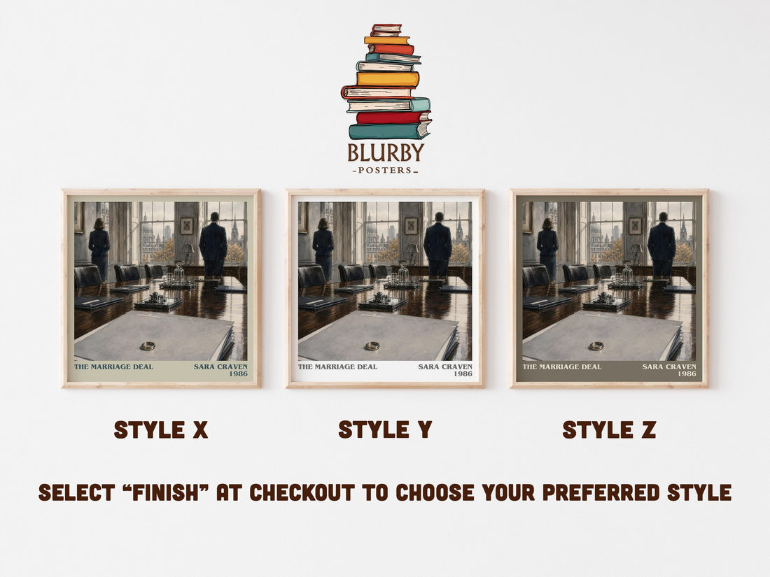 The Marriage Deal literary print in frame leaning in hallway – romance wall art (mockup)