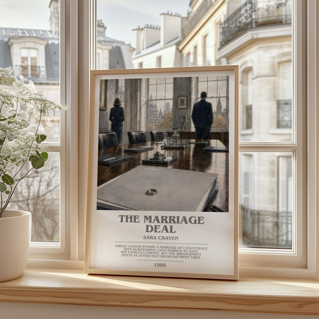The Marriage Deal bookish poster colour and style options – Sara Craven book art