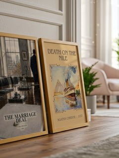 The Marriage Deal watercolour print framed by window – literary home decor