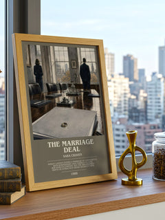 The Marriage Deal bookish print framed by window – literary home decor