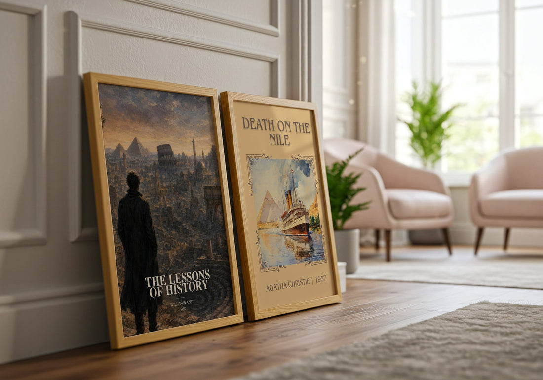 The Lessons of History watercolour print framed by window – literary home decor