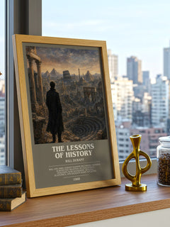 The Lessons of History bookish print framed by window – literary home decor