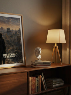The Lessons of History watercolour print on bookshelf – Will Durant fan gift
