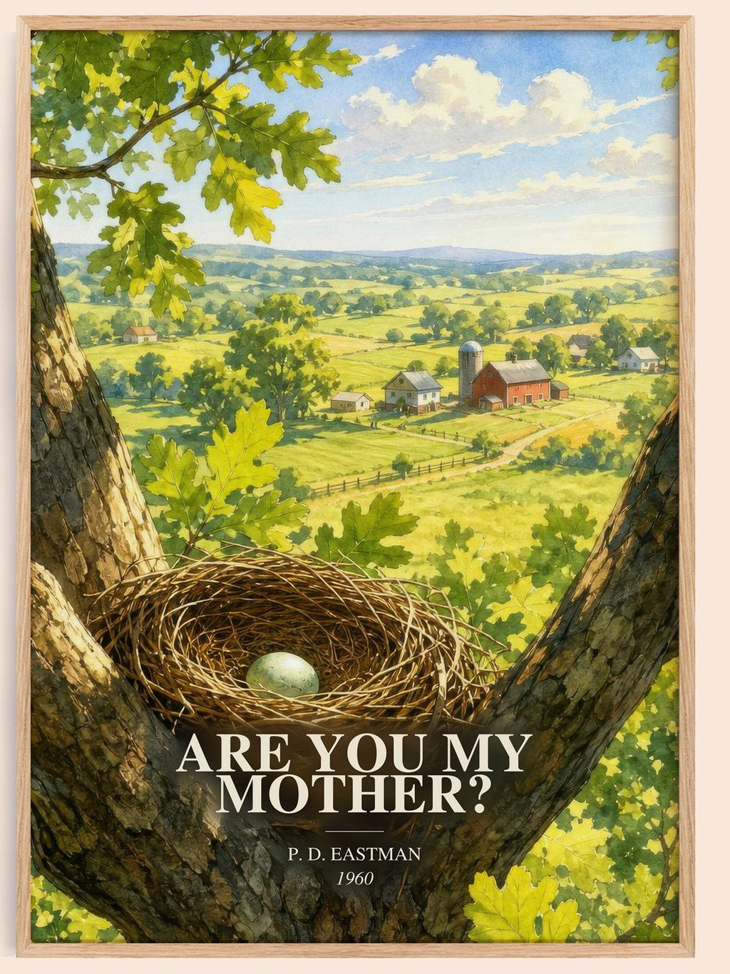 Are You My Mother? watercolour book poster by P. D. Eastman – framed literary art print