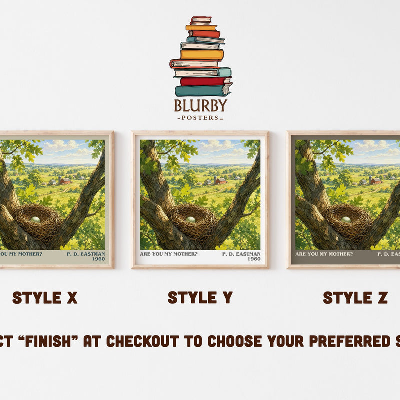 Are You My Mother? literary print in frame leaning in hallway – childrens wall art