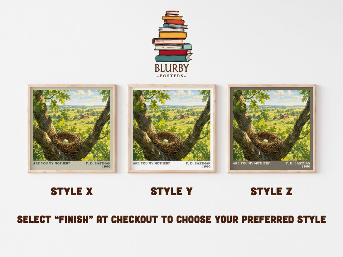 Are You My Mother? literary print in frame leaning in hallway – childrens wall art (mockup)