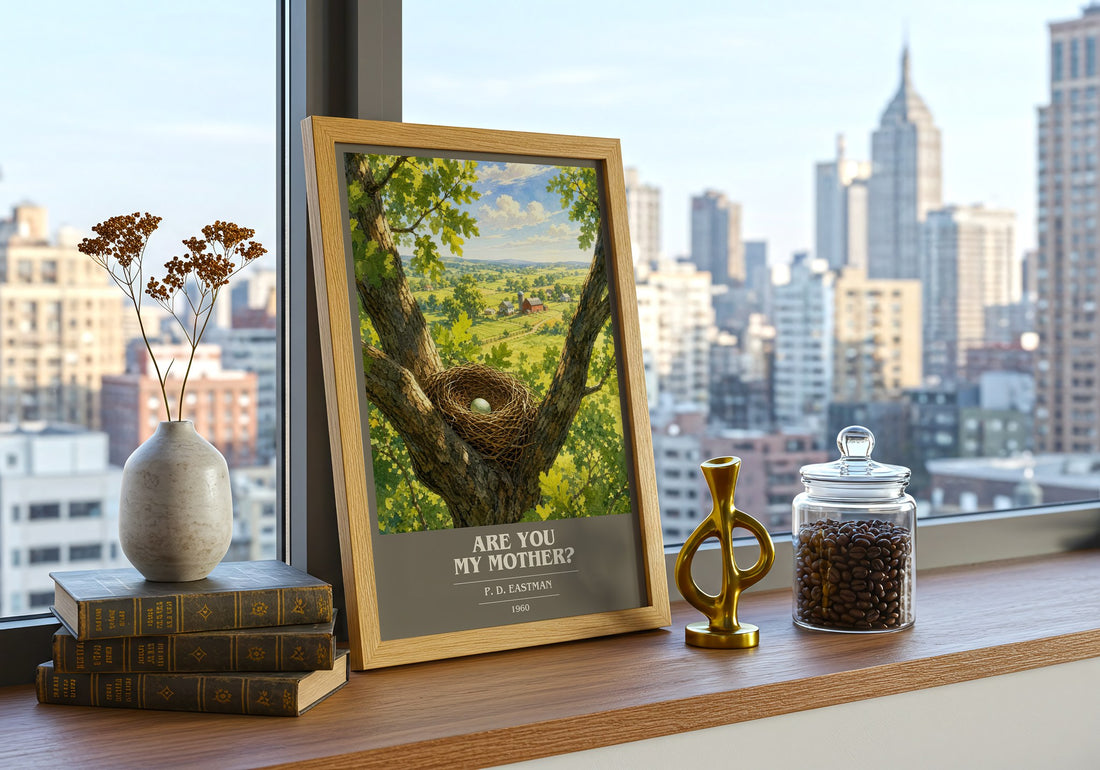 Are You My Mother? book cover print framed by window – literary home decor