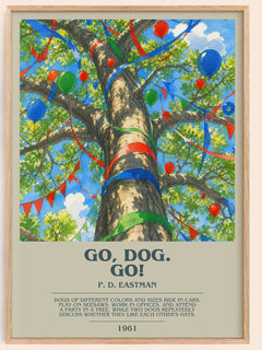 Go, Dog. Go! bookish book poster by P. D. Eastman – framed literary art print
