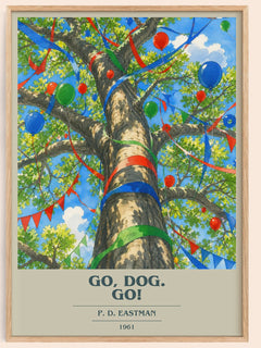 Go, Dog. Go! book cover book poster by P. D. Eastman – framed literary art print