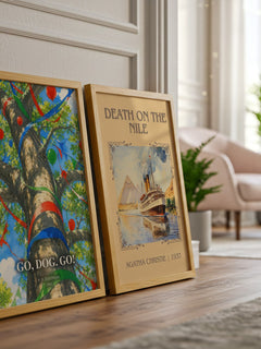 Go, Dog. Go! watercolour print framed by window – literary home decor