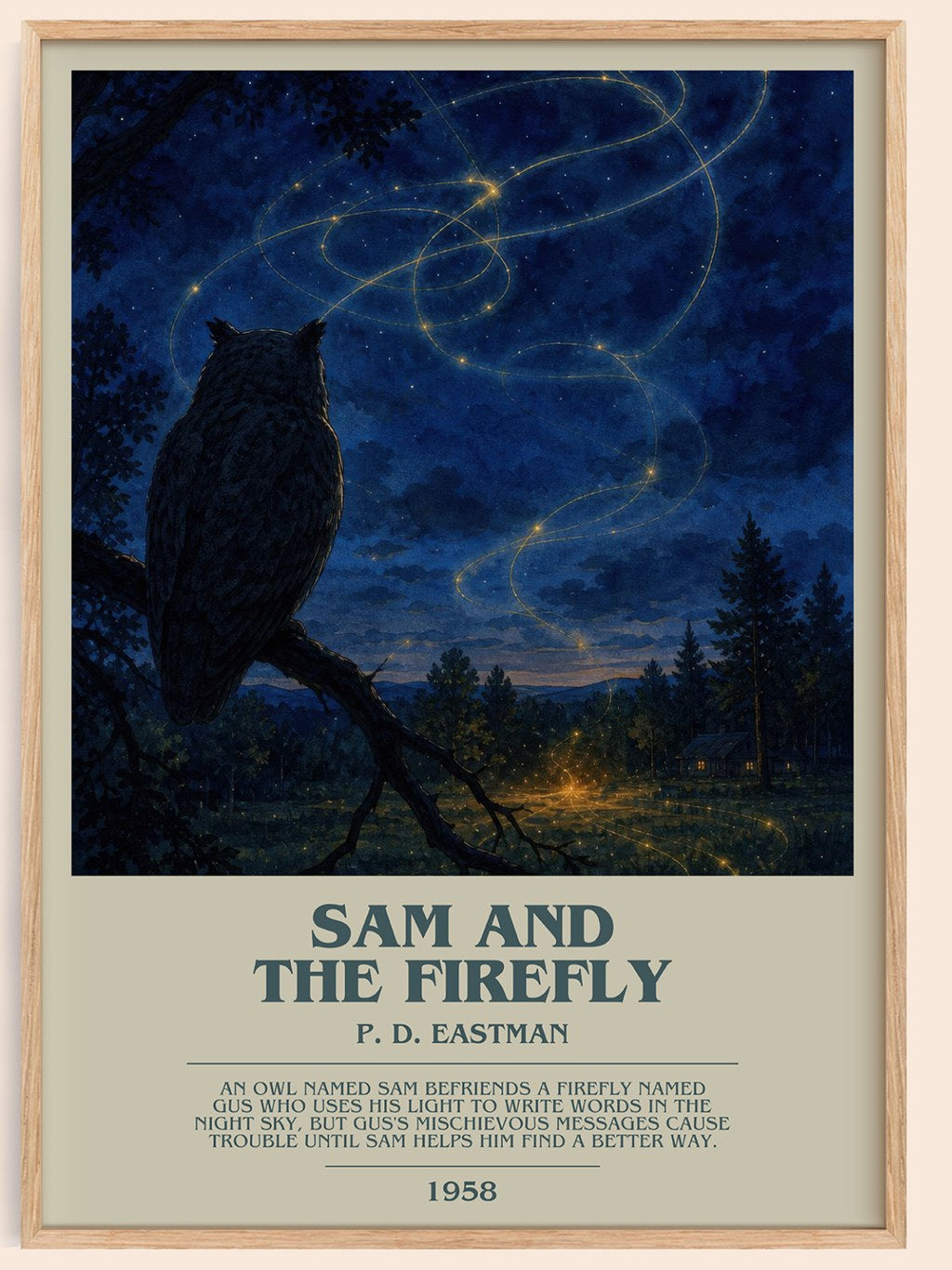 Sam and the Firefly bookish book poster by P. D. Eastman – framed literary art print