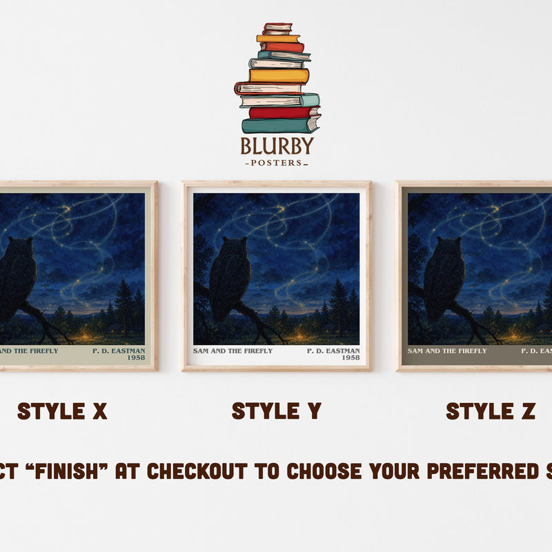 Sam and the Firefly literary print in frame leaning in hallway – childrens wall art