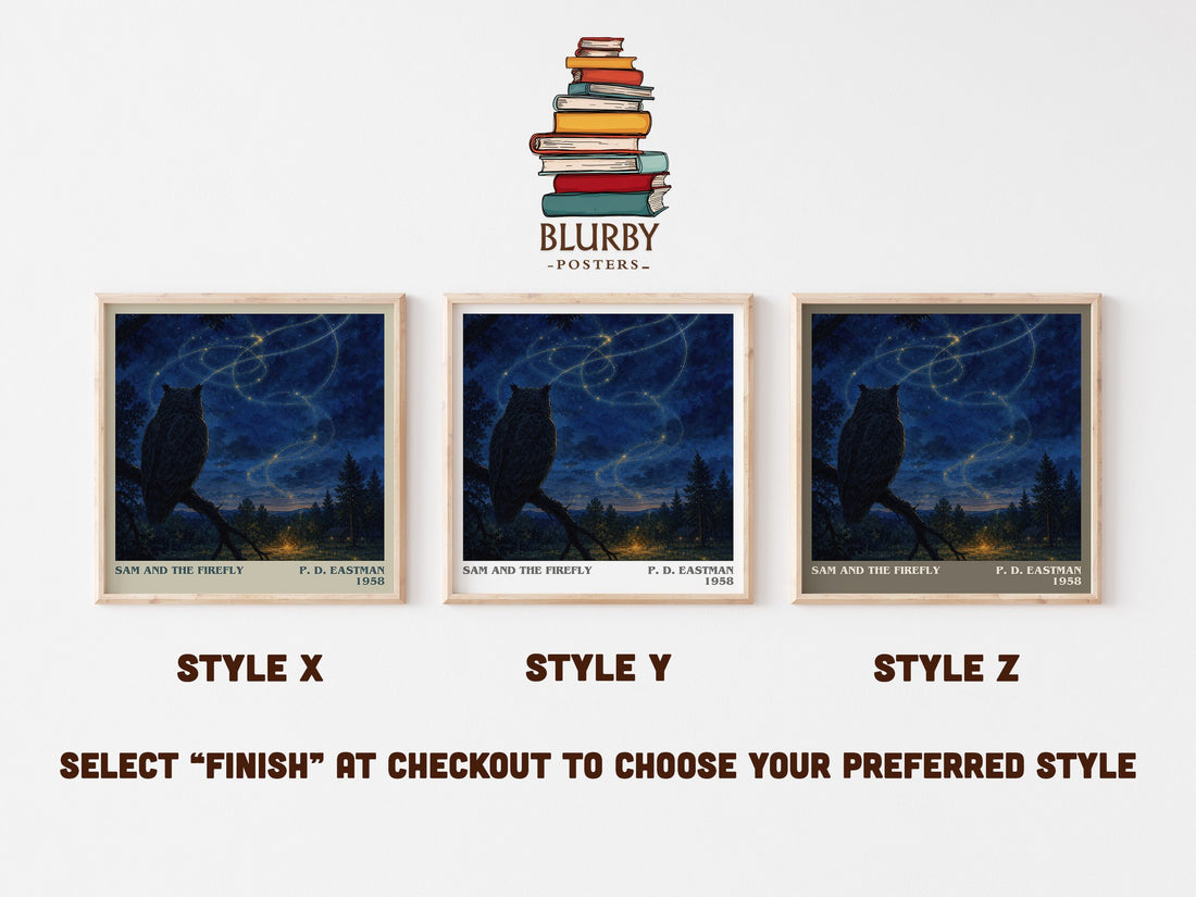 Sam and the Firefly literary print in frame leaning in hallway – childrens wall art (mockup)