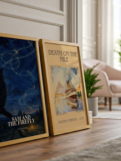 Sam and the Firefly watercolour print framed by window – literary home decor