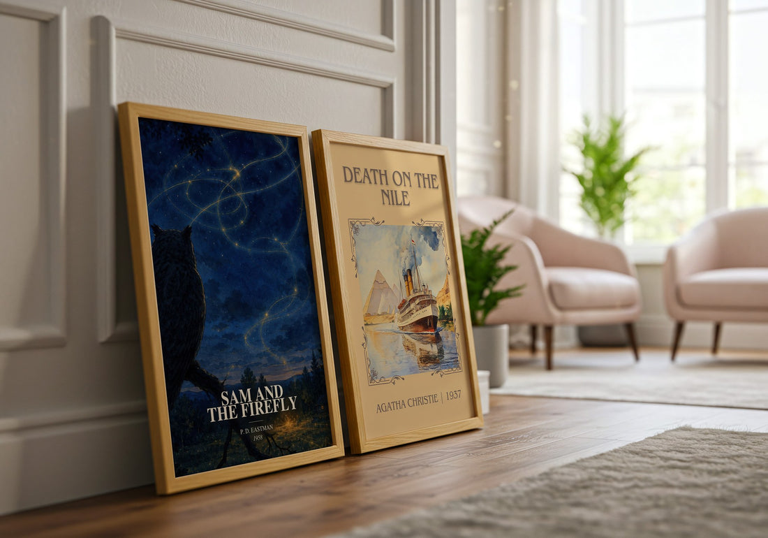 Sam and the Firefly watercolour print framed by window – literary home decor
