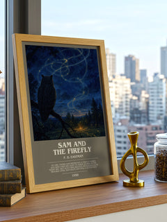 Sam and the Firefly bookish print framed by window – literary home decor