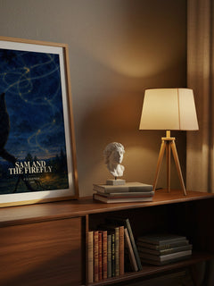 Sam and the Firefly watercolour print on bookshelf – P. D. Eastman fan gift