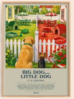 Big Dog... Little Dog bookish book poster by P. D. Eastman – framed literary art print