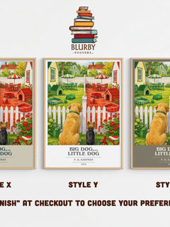 Big Dog... Little Dog book cover print in frame leaning in hallway – childrens wall art