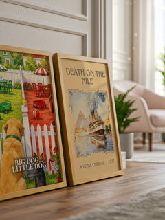 Big Dog... Little Dog watercolour print framed by window – literary home decor