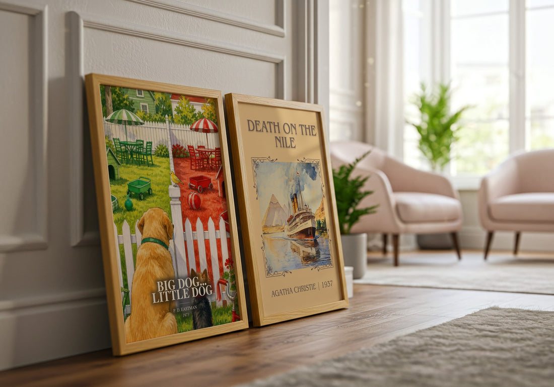 Big Dog... Little Dog watercolour print framed by window – literary home decor
