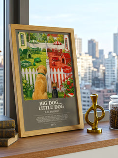 Big Dog... Little Dog bookish print framed by window – literary home decor