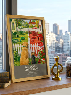Big Dog... Little Dog book cover print framed by window – literary home decor