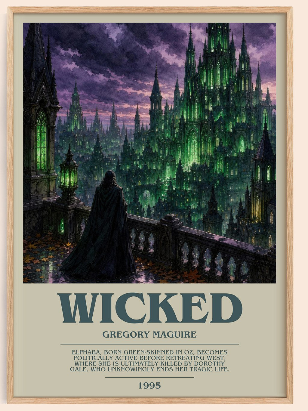 Wicked bookish book poster by Gregory Maguire – framed literary art print