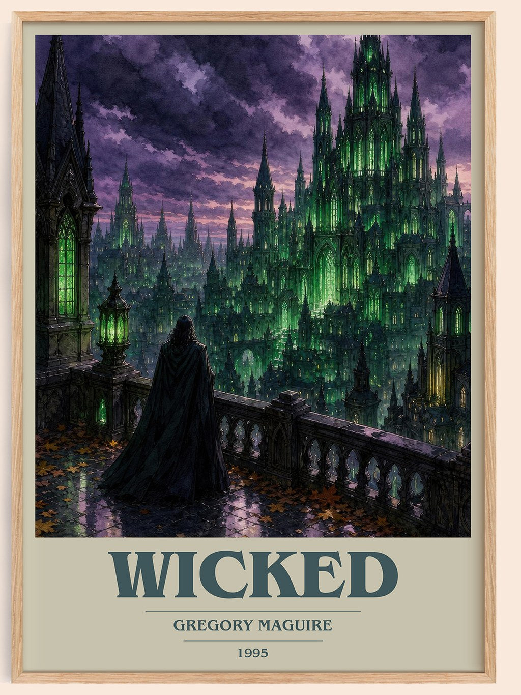 Wicked book cover book poster by Gregory Maguire – framed literary art print