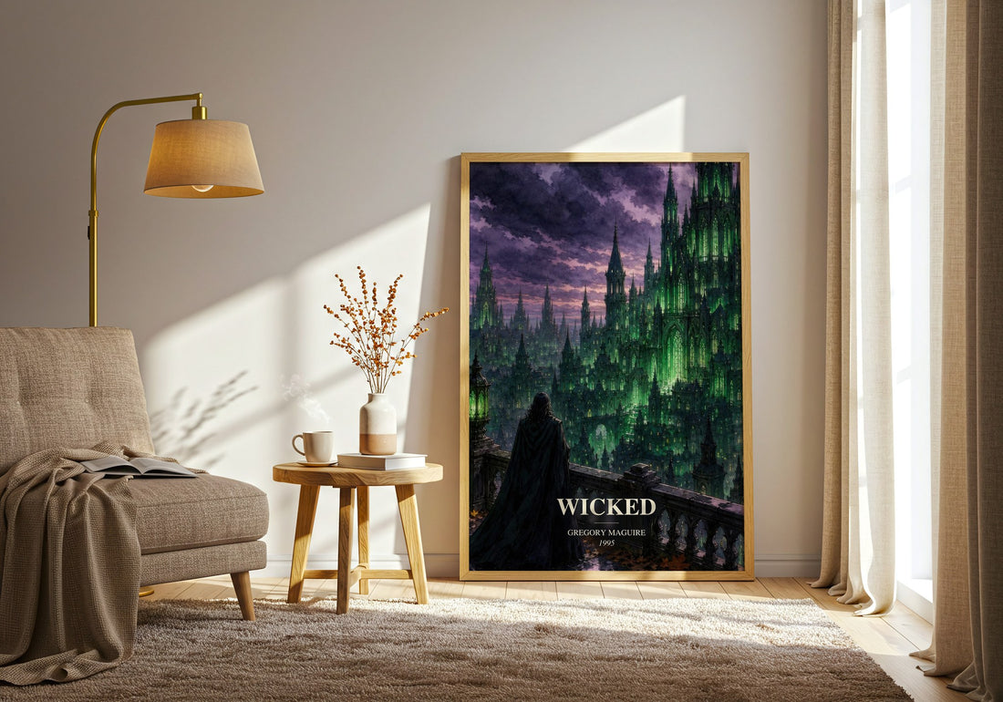 Wicked watercolour print in frame leaning in hallway – fantasy wall art