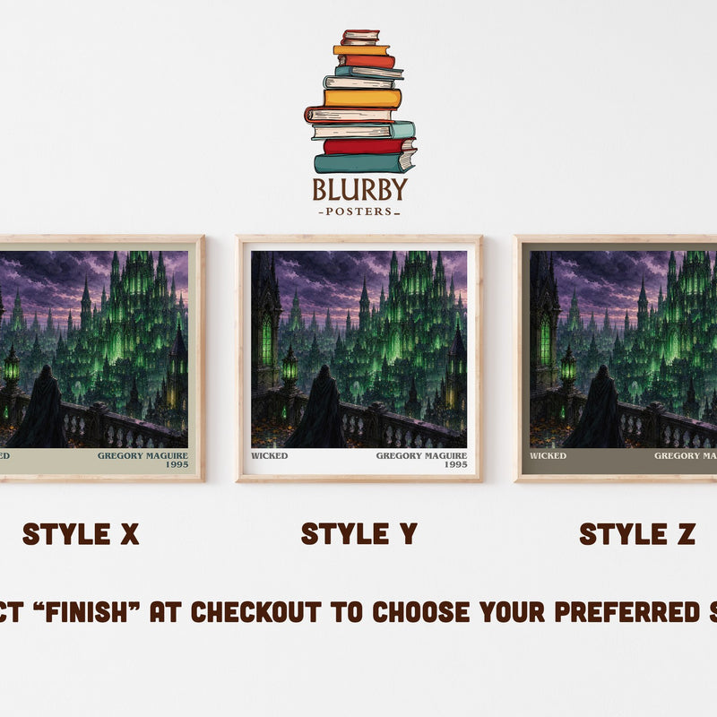 Wicked literary print in frame leaning in hallway – fantasy wall art