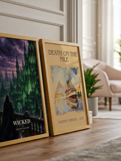 Wicked watercolour print framed by window – literary home decor