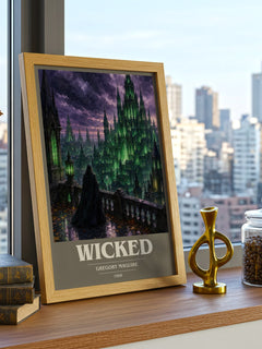 Wicked book cover print framed by window – literary home decor