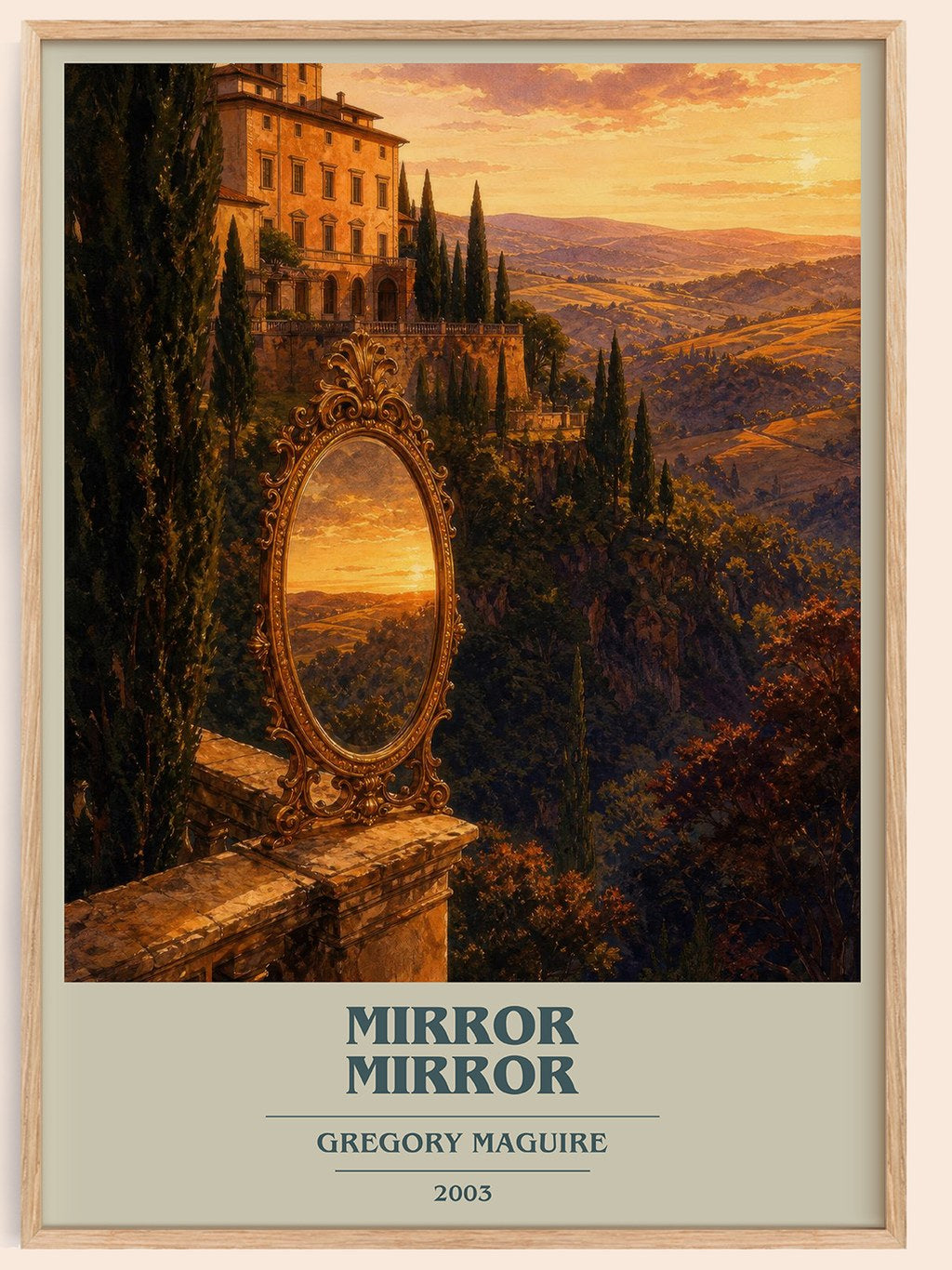 Mirror Mirror book cover book poster by Gregory Maguire – framed literary art print