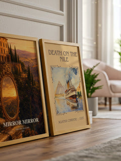 Mirror Mirror watercolour print framed by window – literary home decor