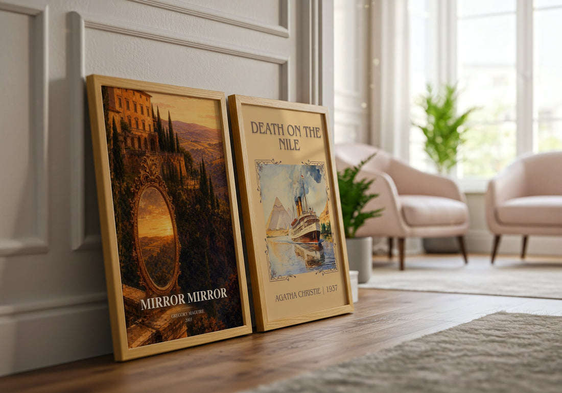 Mirror Mirror watercolour print framed by window – literary home decor