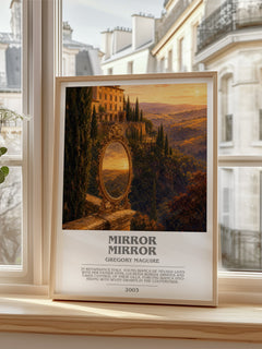 Mirror Mirror Bookish Wall Art by Gregory Maguire – framed print by a bright window