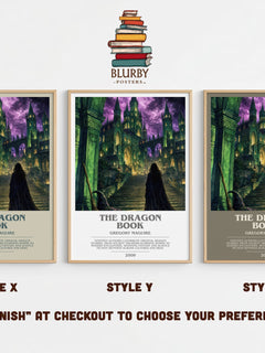 The Dragon Book bookish print in frame leaning in hallway – fantasy wall art