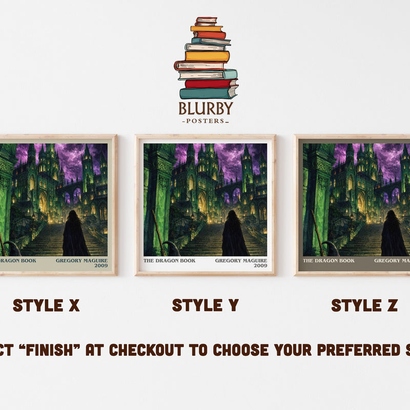 The Dragon Book literary print in frame leaning in hallway – fantasy wall art