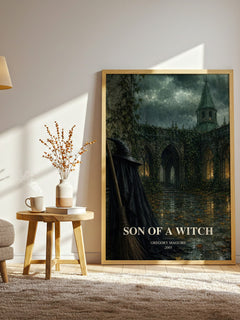 Son of a Witch watercolour print in frame leaning in hallway – fantasy wall art