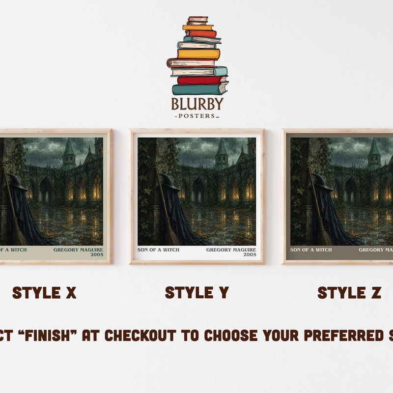 Son of a Witch literary print in frame leaning in hallway – fantasy wall art