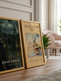 Son of a Witch watercolour print framed by window – literary home decor