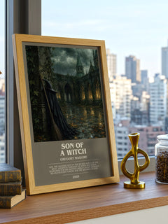 Son of a Witch bookish print framed by window – literary home decor