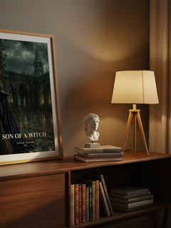 Son of a Witch watercolour print on bookshelf – Gregory Maguire fan gift