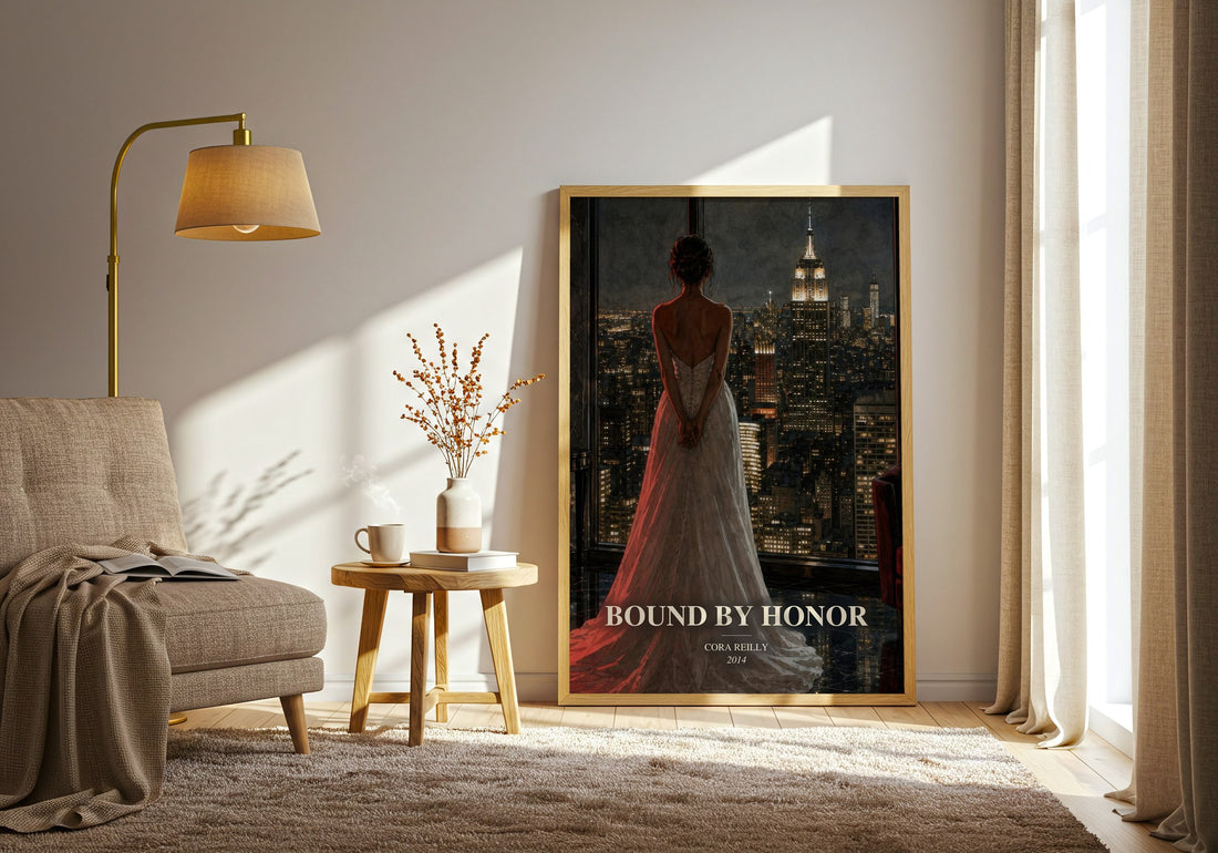 Bound by Honor watercolour print in frame leaning in hallway – romance wall art
